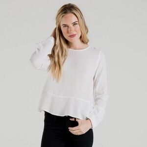 CLOTH & Stone Back Button Long Sleeve Peplum Top Size Extra Small